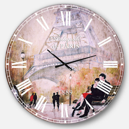Love in Paris VI - Romantic French Country Large Wall CLock
