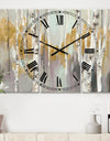 The Gray Barn Jartop 'Silver and Yellow Birch Forest II - 3-panel Oversized Metal Clock