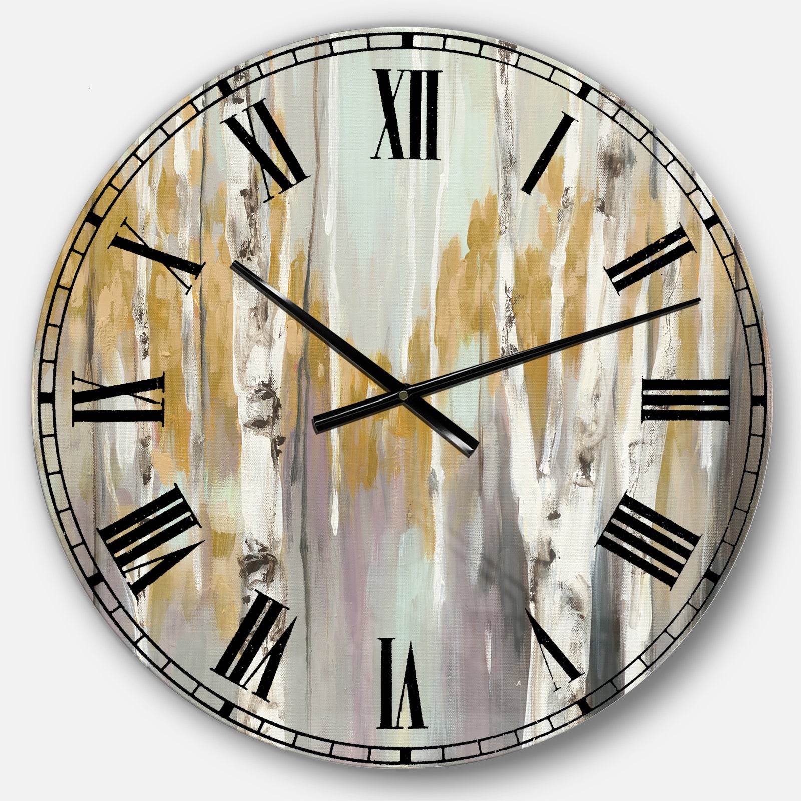 The Gray Barn Jartop 'Silver and Yellow Birch Forest II - Oversized Metal Clock