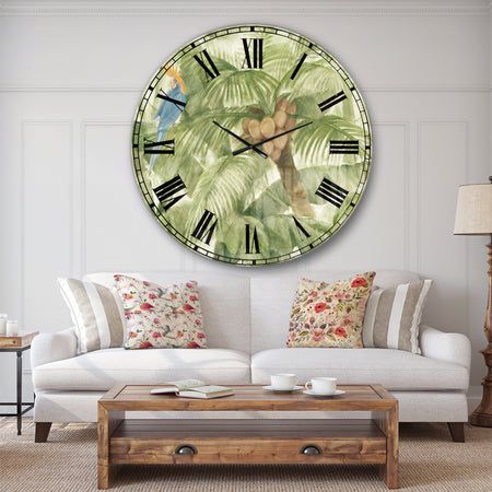 Tropical Canopy I Green - Traditional Large Wall CLock