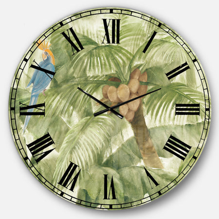 Tropical Canopy I Green - Traditional Large Wall CLock