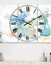 Cottage Florals II - Cottage 3 Panels Large Wall CLock