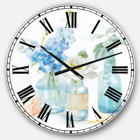 Cottage Florals II - Farmhouse Large Wall CLock