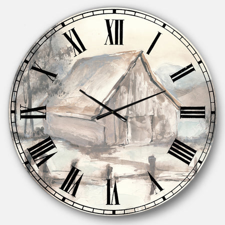 Farmhouse Barn Grey VII - Modern Farmhouse Large Wall CLock