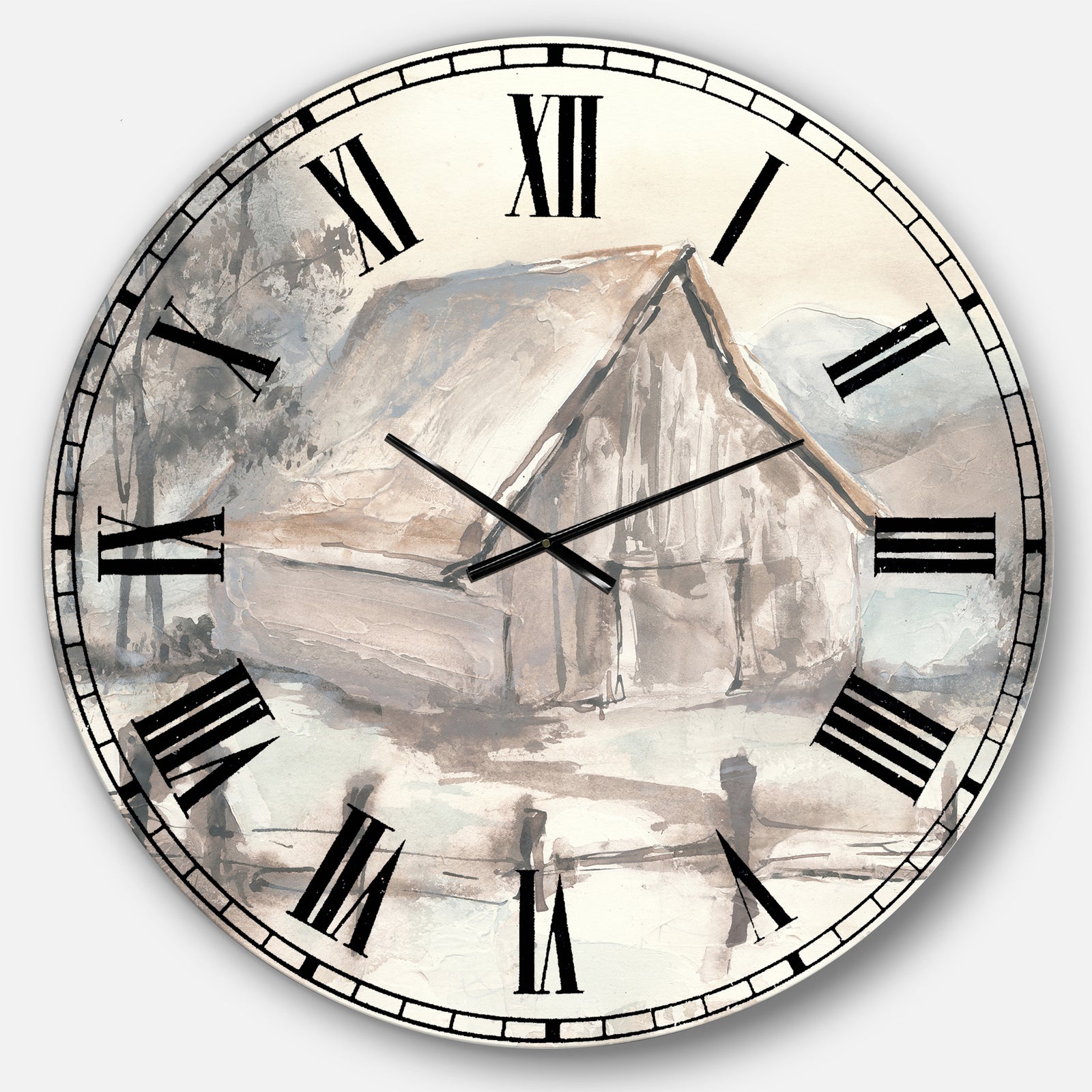 Farmhouse Barn Grey VII - Modern Farmhouse Large Wall CLock