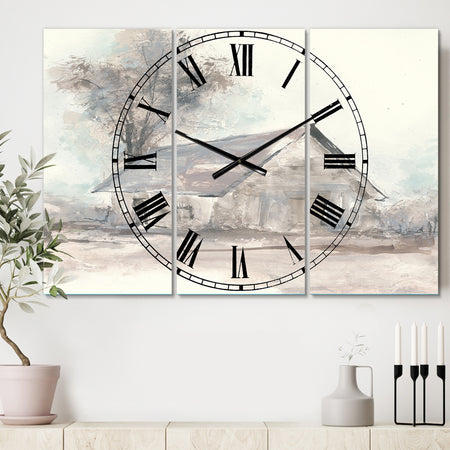 Farmhouse Barn Grey III - Cottage 3 Panels Oversized Wall CLock