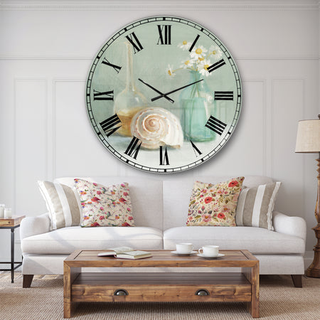 Pastel Bath III - Nautical & Beach Large Wall CLock