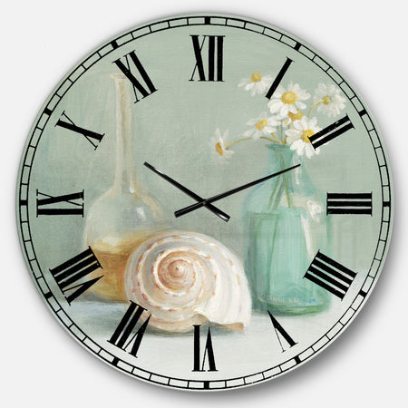 Pastel Bath III - Nautical & Beach Large Wall CLock