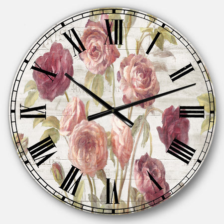 French Roses I - Farmhouse Large Wall CLock