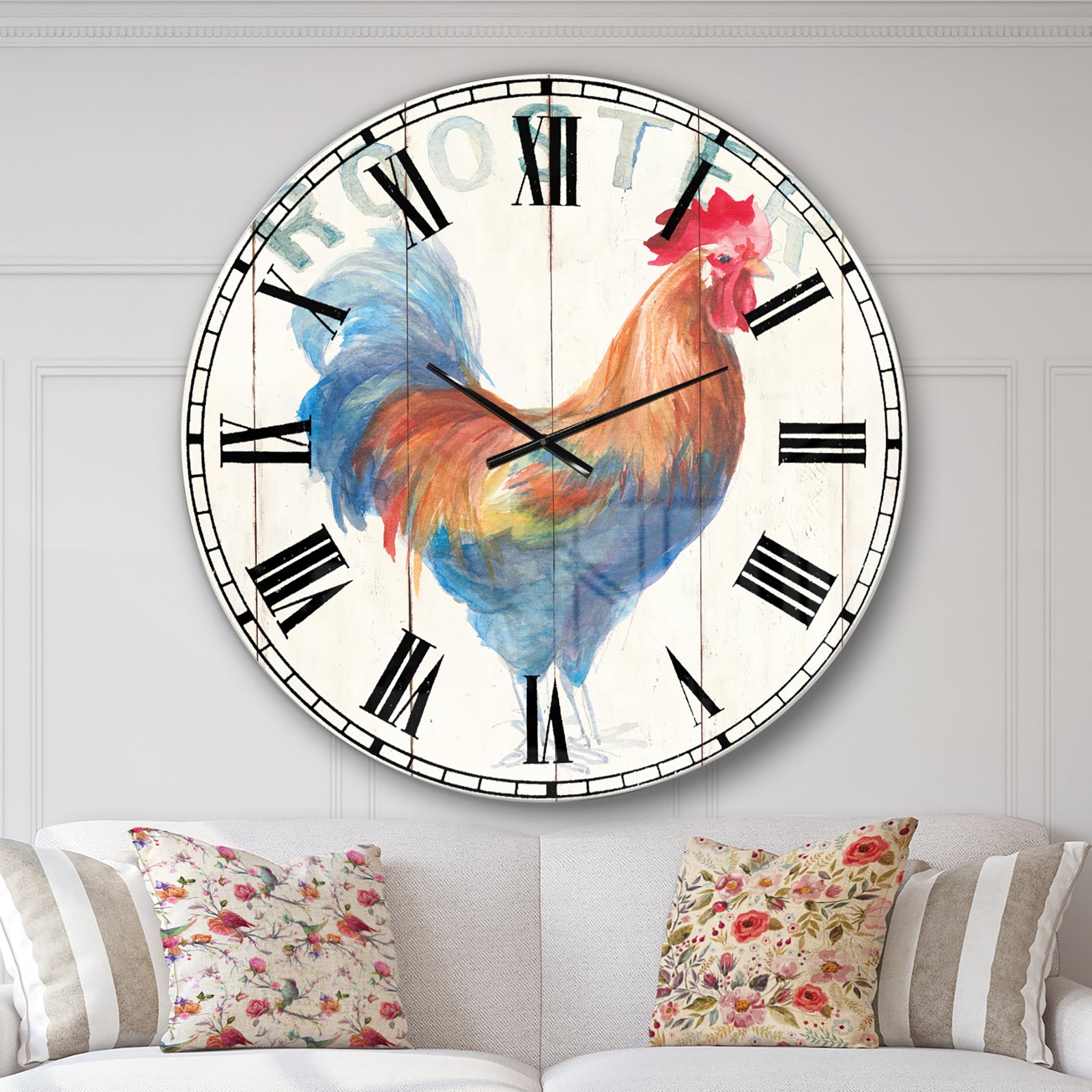 Wood Farm Roaster I - Farmhouse Large Wall CLock