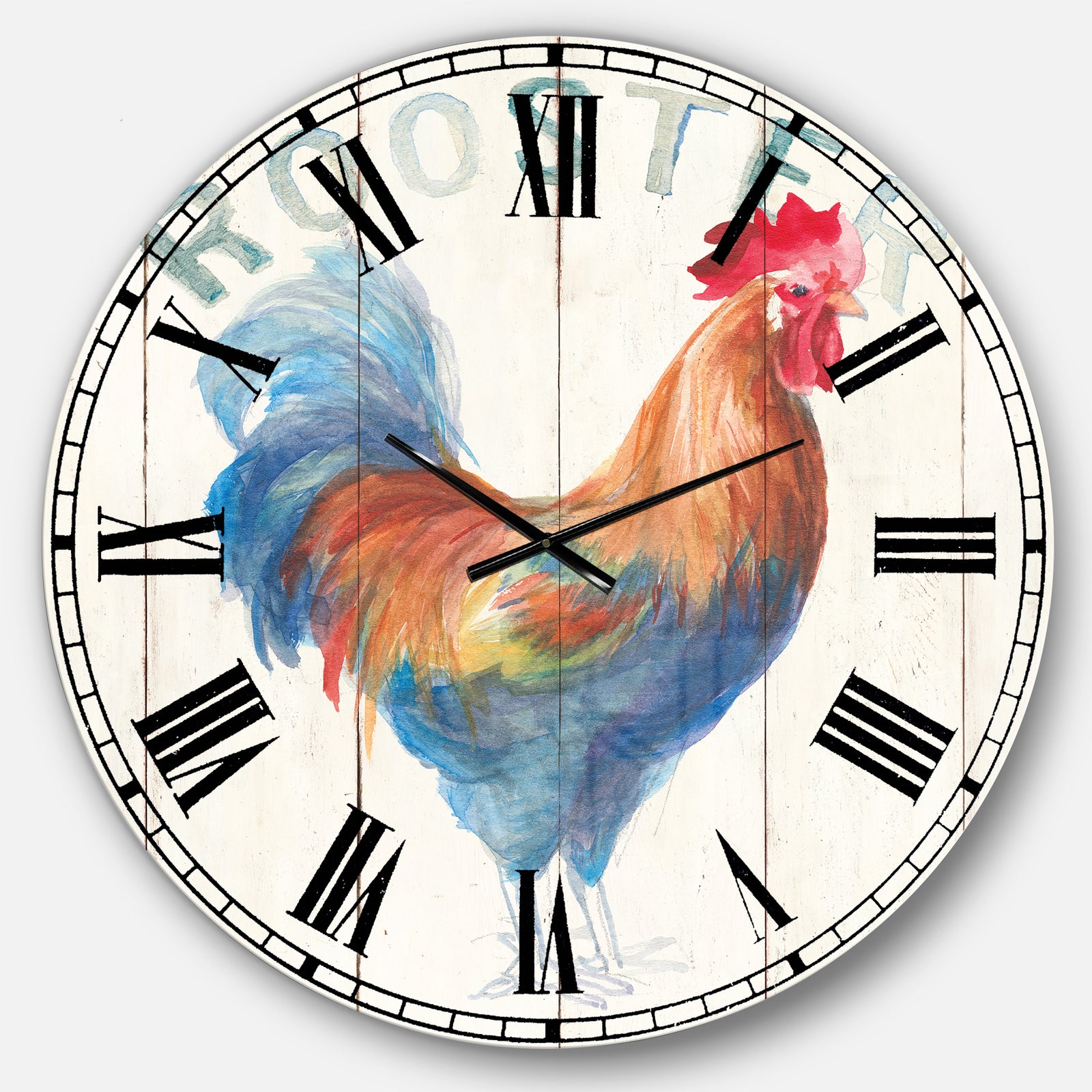 Wood Farm Roaster I - Farmhouse Large Wall CLock