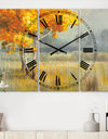 Autumn Landscape - Cottage 3 Panels Oversized Wall CLock