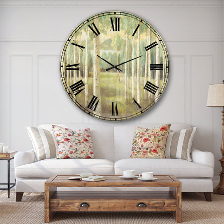 Aspens Neutral Forest - Traditional Large Wall CLock