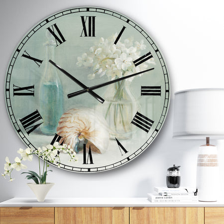 Pastel Bath IV - Farmhouse Large Wall CLock