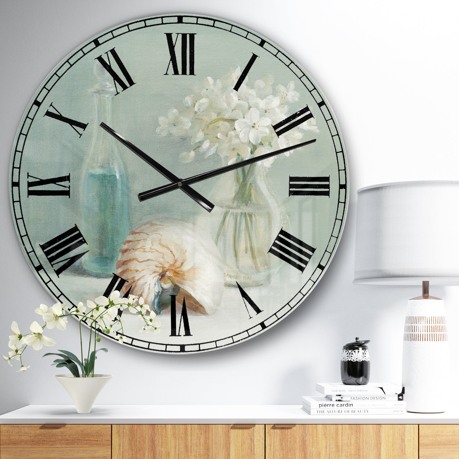 Pastel Bath IV - Farmhouse Large Wall CLock