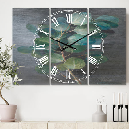 Fresh leaves I - Cottage 3 Panels Oversized Wall CLock