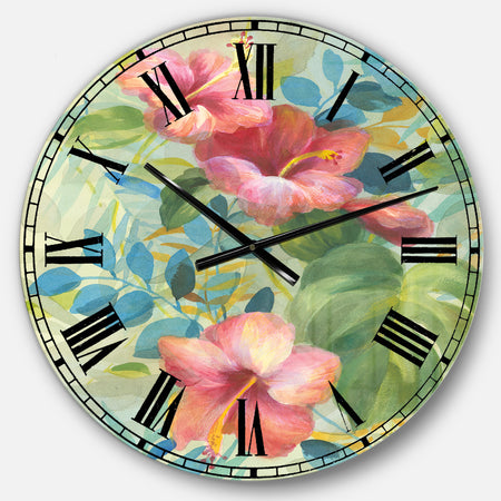 Hibiscus Garden II - Traditional Large Wall CLock