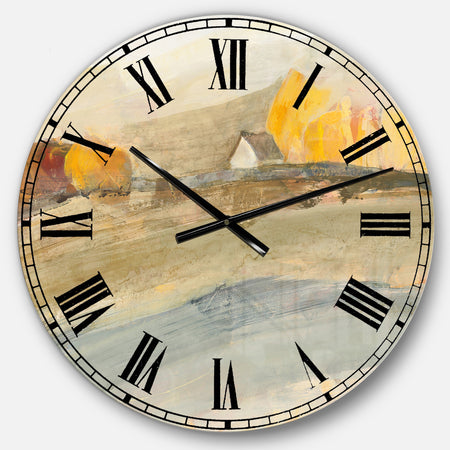 Orange Brown Farm House - Modern Farmhouse Large Wall CLock