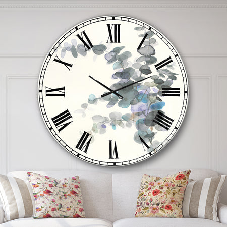 Grey Watercolor Flower III - Traditional Wall CLock