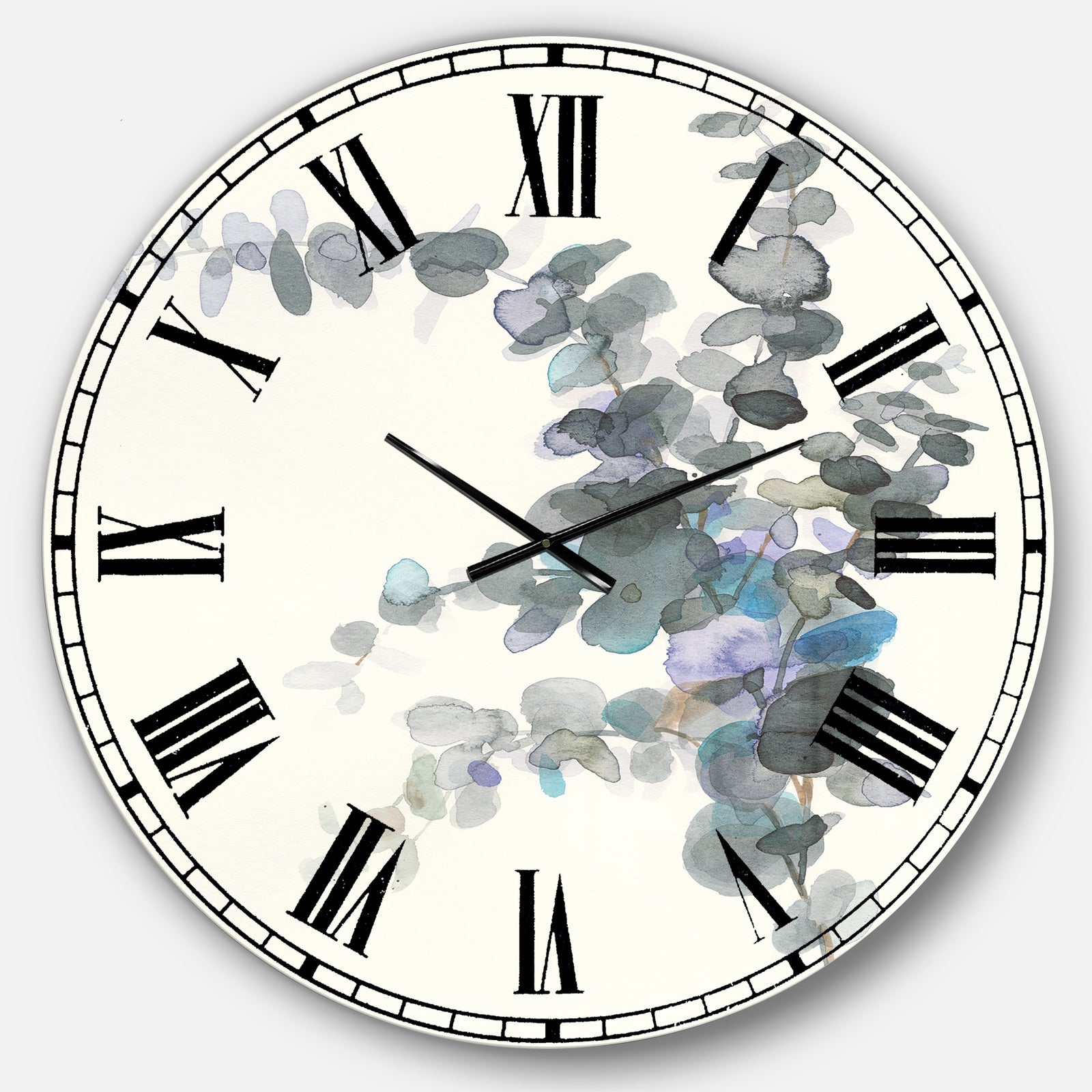 Grey Watercolor Flower III - Traditional Wall CLock