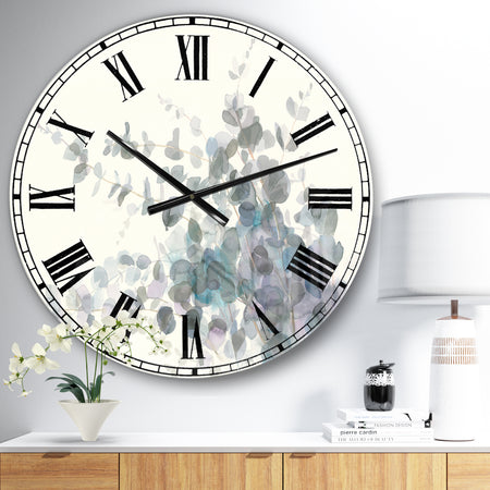 Grey Watercolor Flower II - Traditional Wall CLock