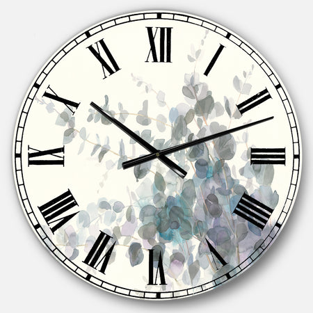 Grey Watercolor Flower II - Traditional Wall CLock