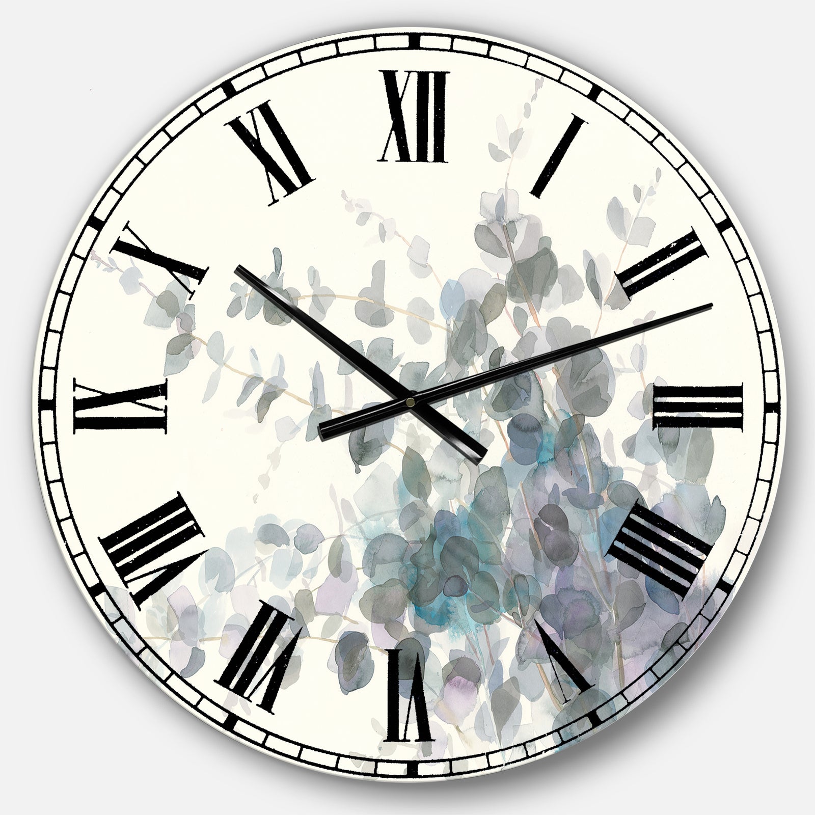 Grey Watercolor Flower II - Traditional Wall CLock