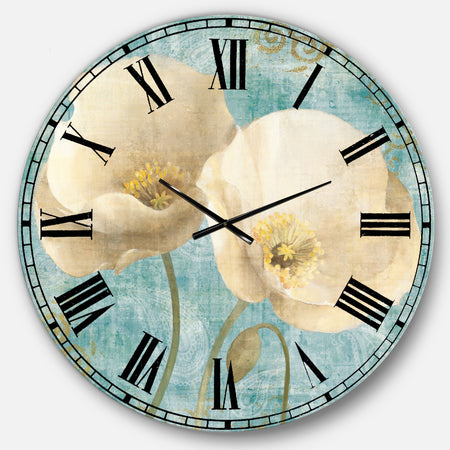 bouquet Poppies on Paisley II - Cottage Wall CLock