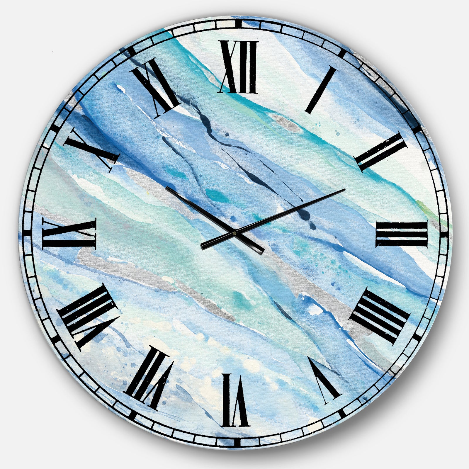 Blue Silver Spring I - Modern Lake House Wall CLock
