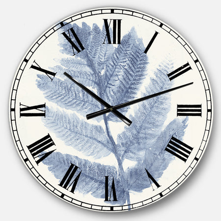 Forest Ferns Blue - Cottage Large Wall CLock