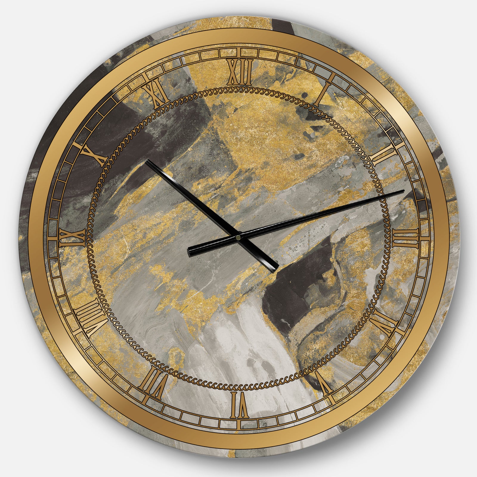 Marble Gold and Black - Glam Large Wall CLock