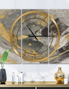 Marble Gold and Black II - Glam 3 Panels Oversized Wall CLock