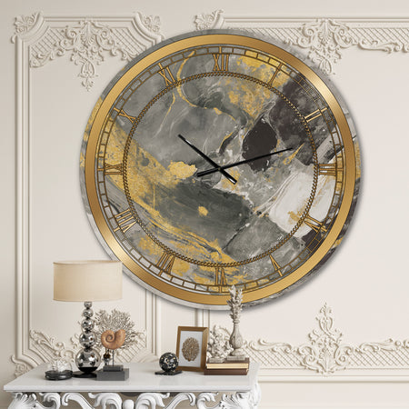 Marble Gold and Black II - Glam Large Wall CLock