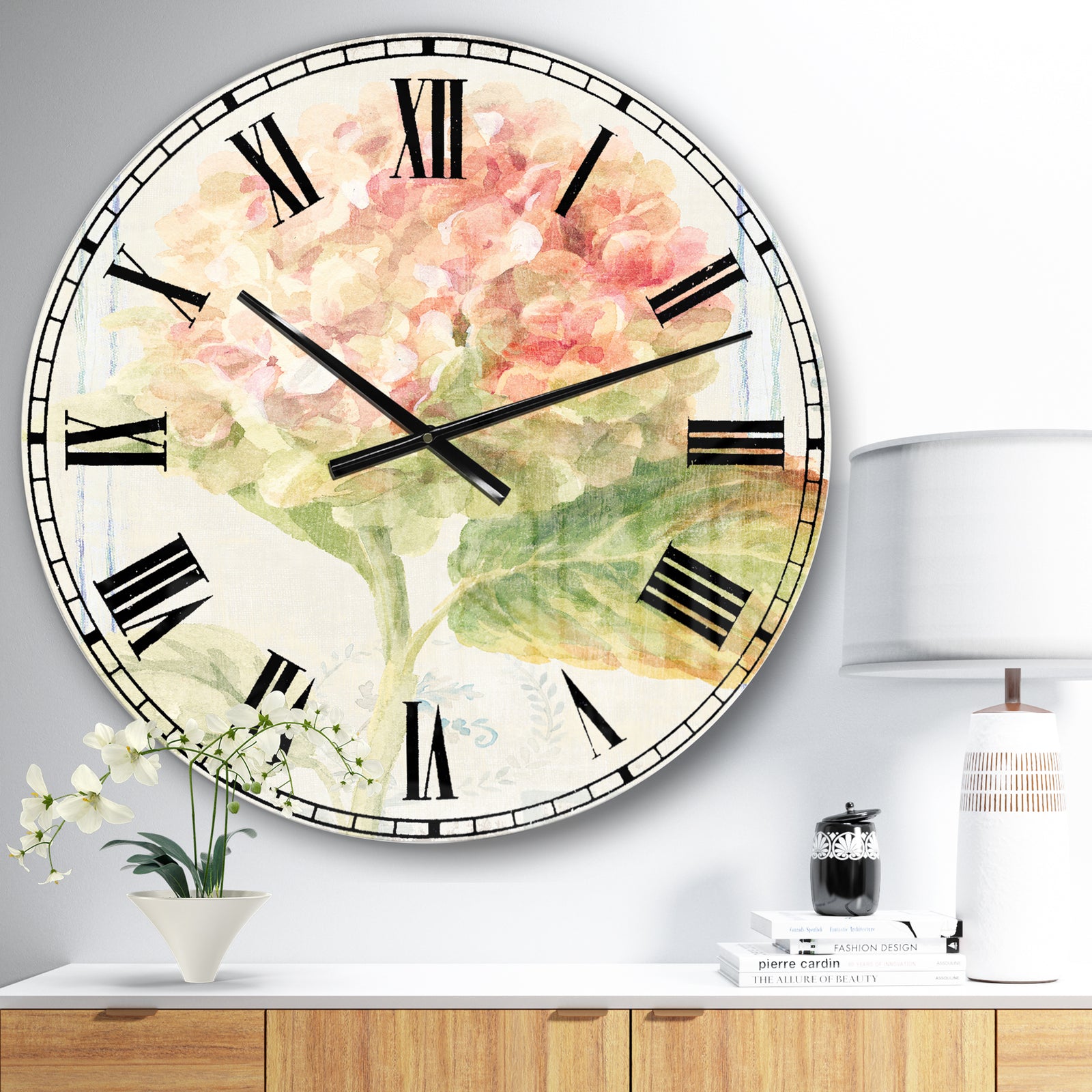 Floursack Florals VIII - Cottage Large Wall CLock