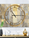 Gold Square Watercolor - Glam 3 Panels Oversized Wall CLock