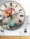 French Cottage Bouquet I Mothers - Cottage Large Wall CLock