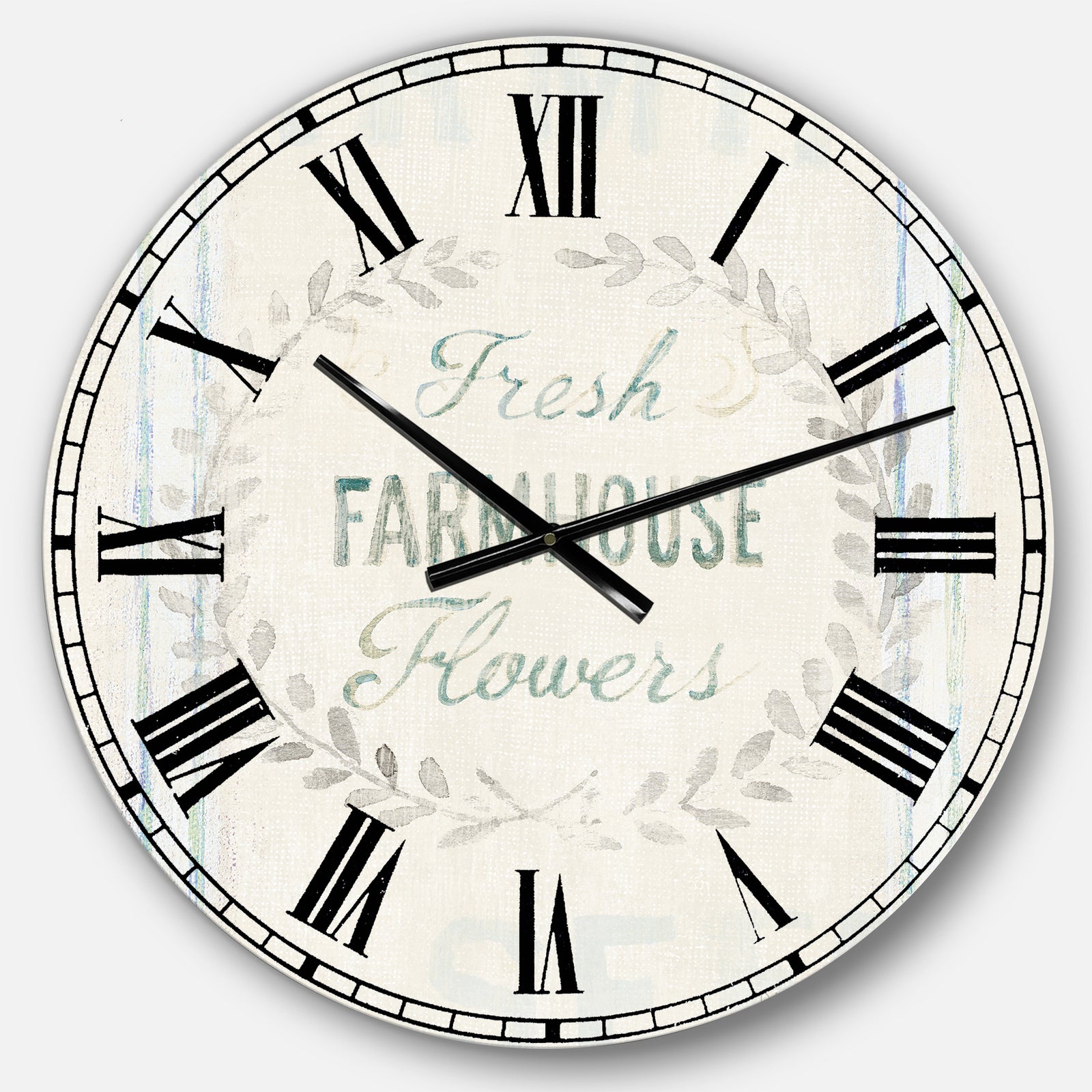 Farmhouse Florals VIII - Farmhouse Oversized Wall CLock