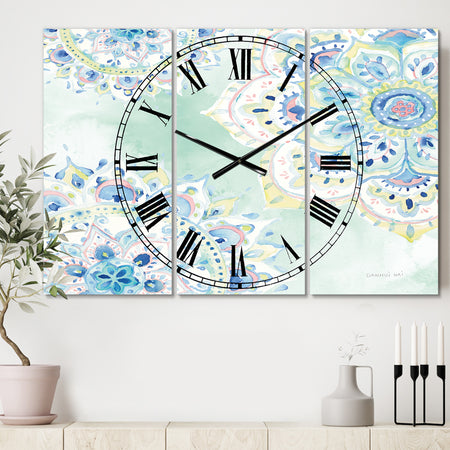 Watercolor mandalas IV - Cottage 3 Panels Large Wall CLock