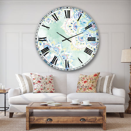 Watercolor mandalas IV - Floral & Botanical Large Wall CLock