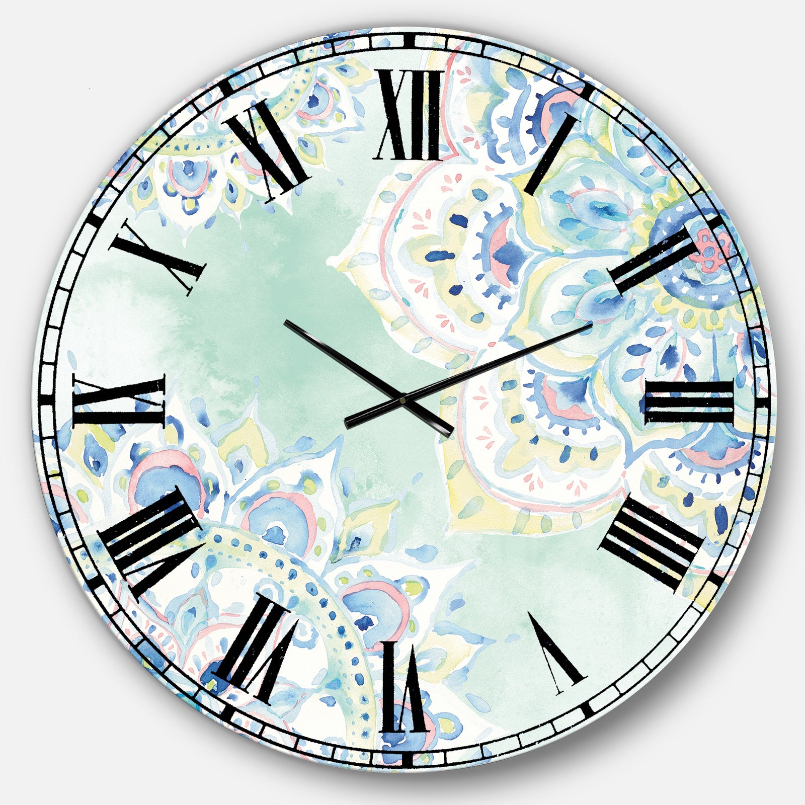 Watercolor mandalas IV - Floral & Botanical Large Wall CLock
