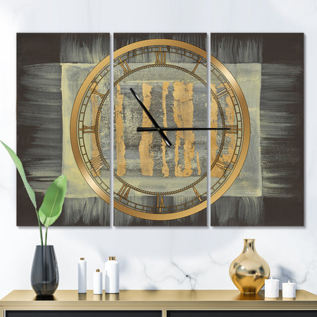 Galm Abstract II - Glam 3 Panels Oversized Wall CLock