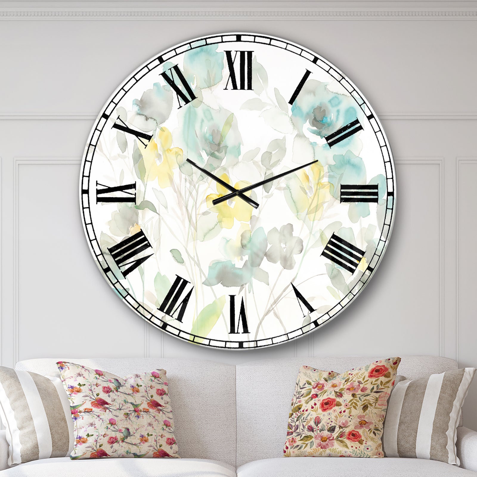 Aqua Rose Natural Element - Farmhouse Large Wall CLock