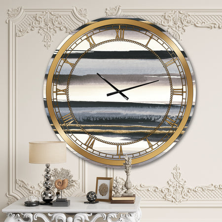 Gold Watercolor Amethyst I - Glam Oversized Wall CLock