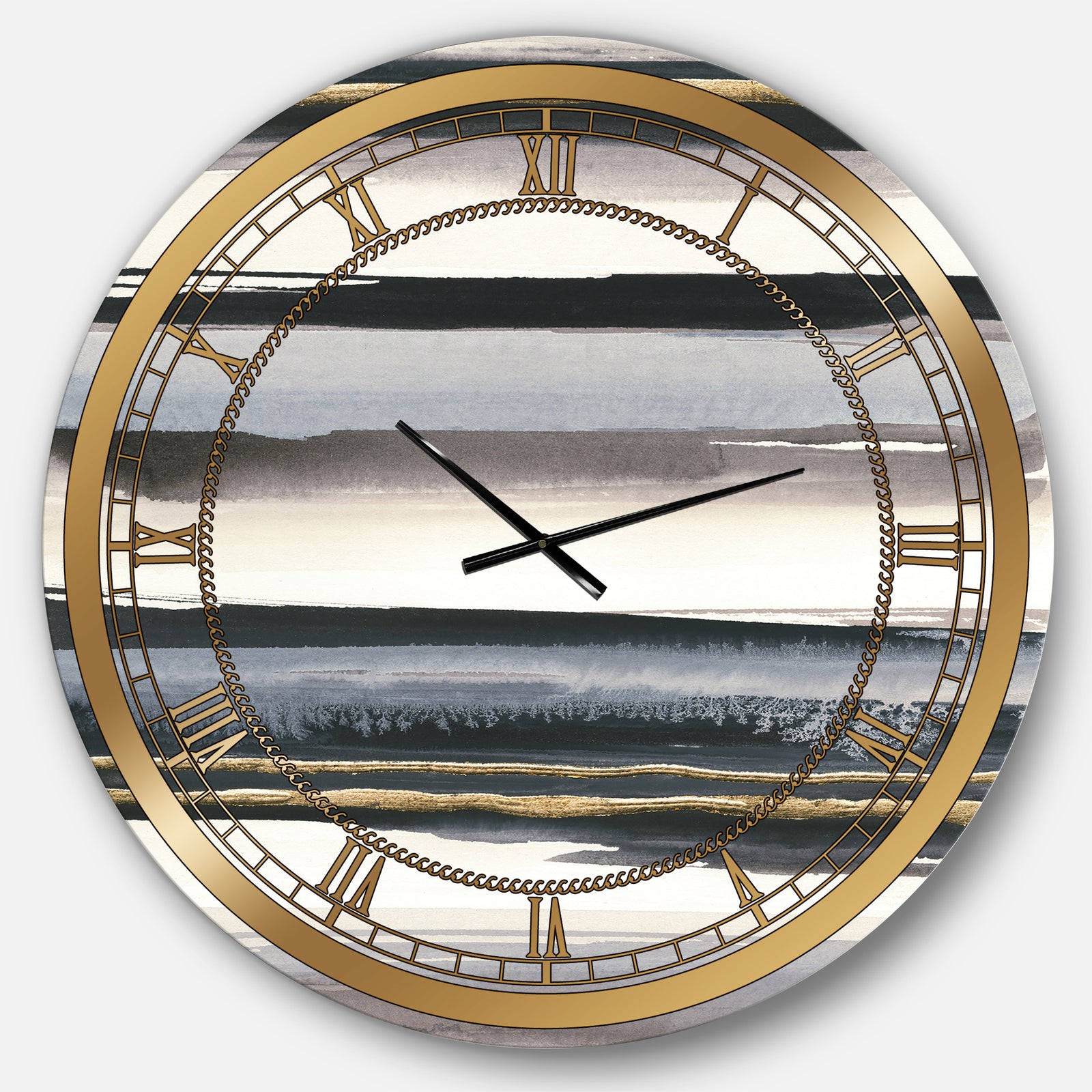 Gold Watercolor Amethyst I - Glam Oversized Wall CLock
