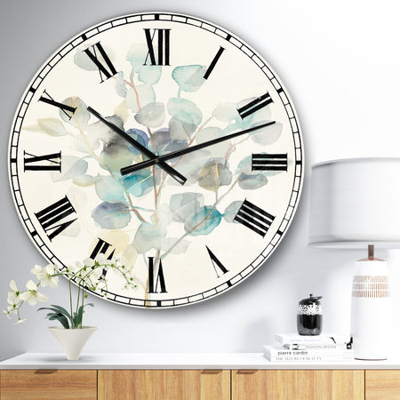 Eucalyptus leaves I - Farmhouse Large Wall CLock