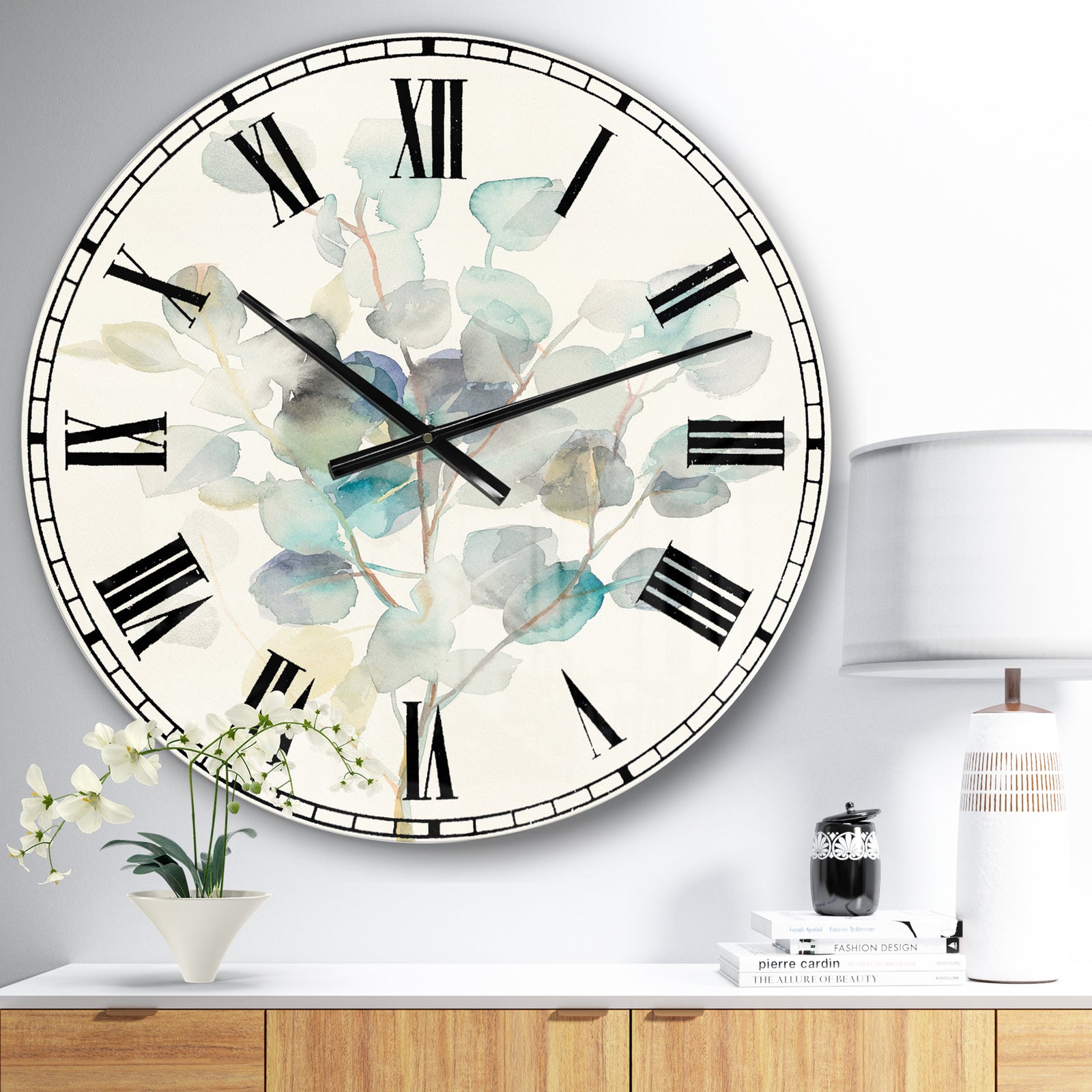 Eucalyptus leaves I - Farmhouse Large Wall CLock
