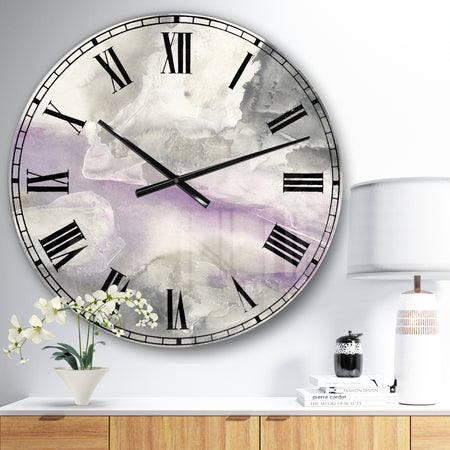 Watercolor Minimal Purple Tones I - Modern Farmhouse Large Wall CLock