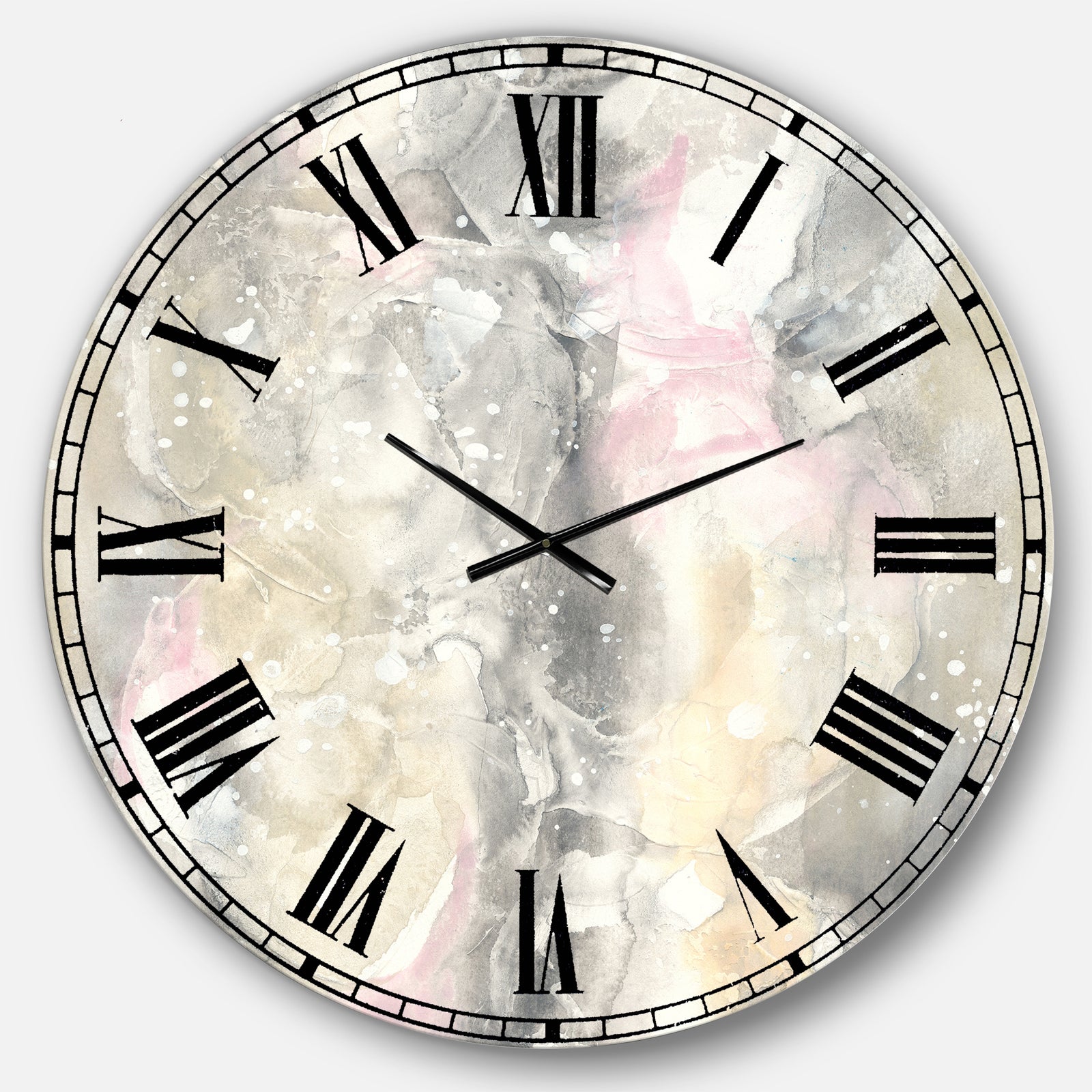 Watercolor Snowflakes II - Modern Farmhouse Large Wall CLock