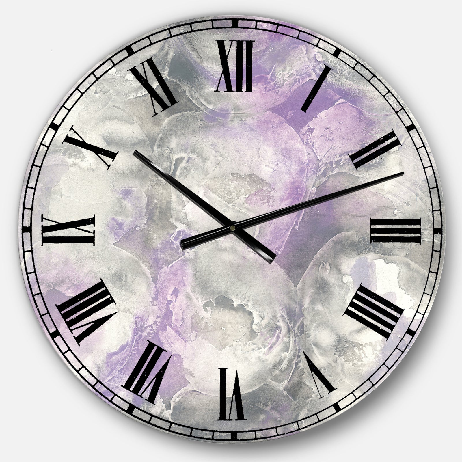 Porch & Den Watercolor Minimal Purple Tones III - Modern Farmhouse Oversized Metal Clock