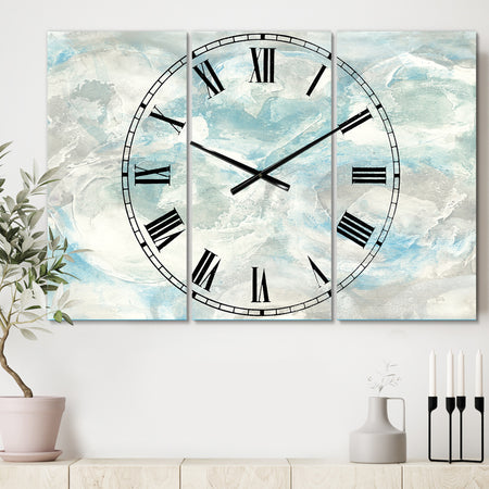 Pale Blue Shade III - Cottage 3 Panels Large Wall CLock